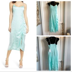 Leith Satin Ruched Slip Dress Size M